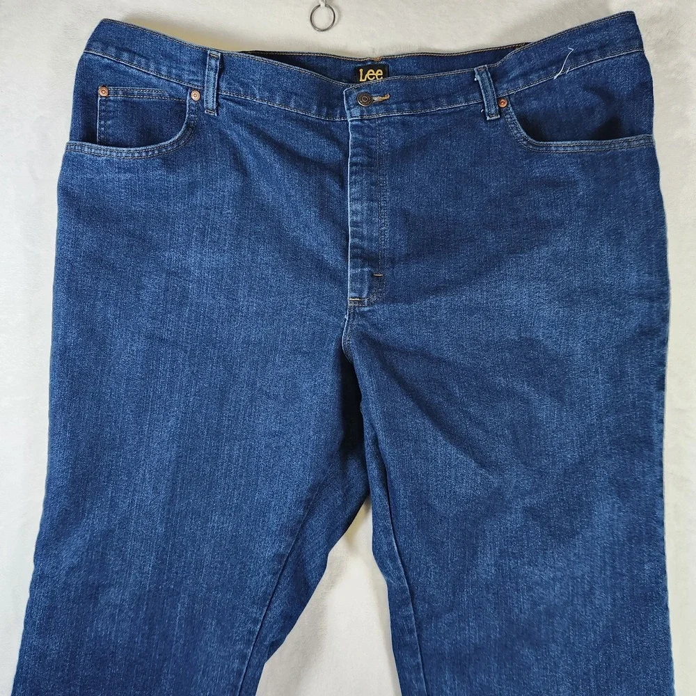 Vtg Lee Regular Fit Jeans Men's 48x30 Dark Wash Denim‎ Big Tall Classic Straight